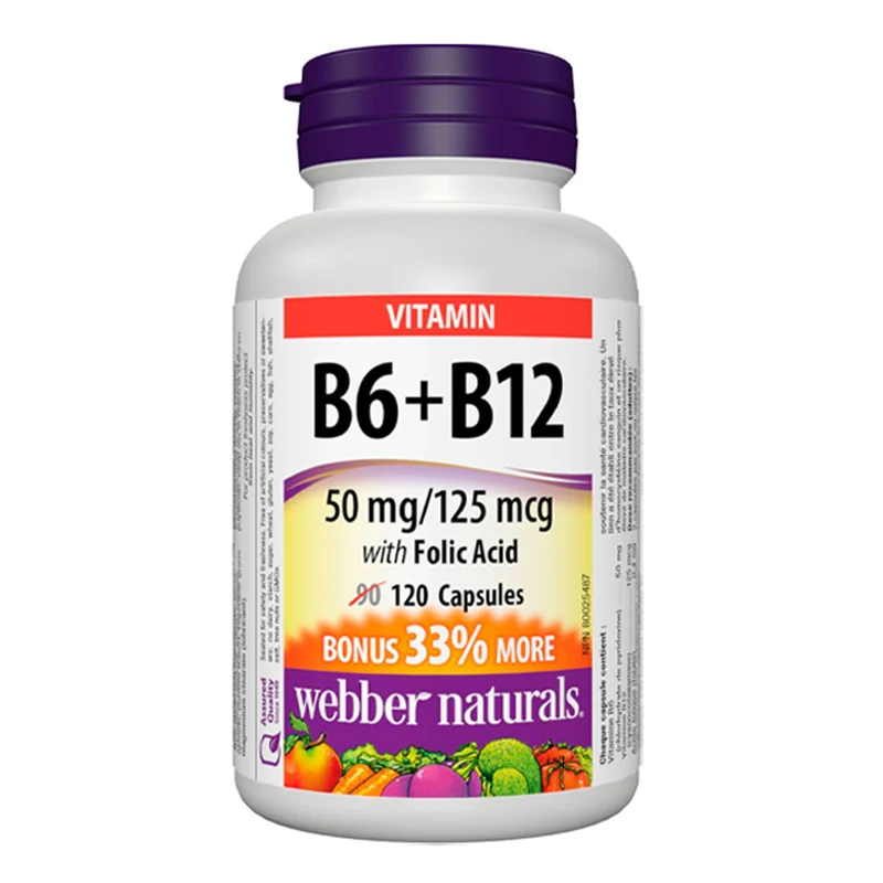 

WebberNaturals, витамин B6 B12, 120 капсул, бесплатная доставка
