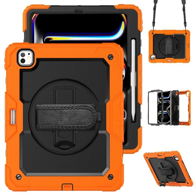 Kickstand Shockproof Case with PET Screen Protector and Shoulder Strap