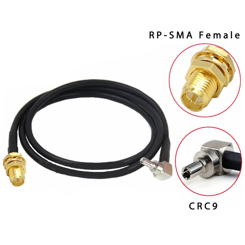 

Right Angle CRC9 to RP SMA female extension cable CRC-9 90 degrees connector signal connection RG174 20cm pigtail adapter cable