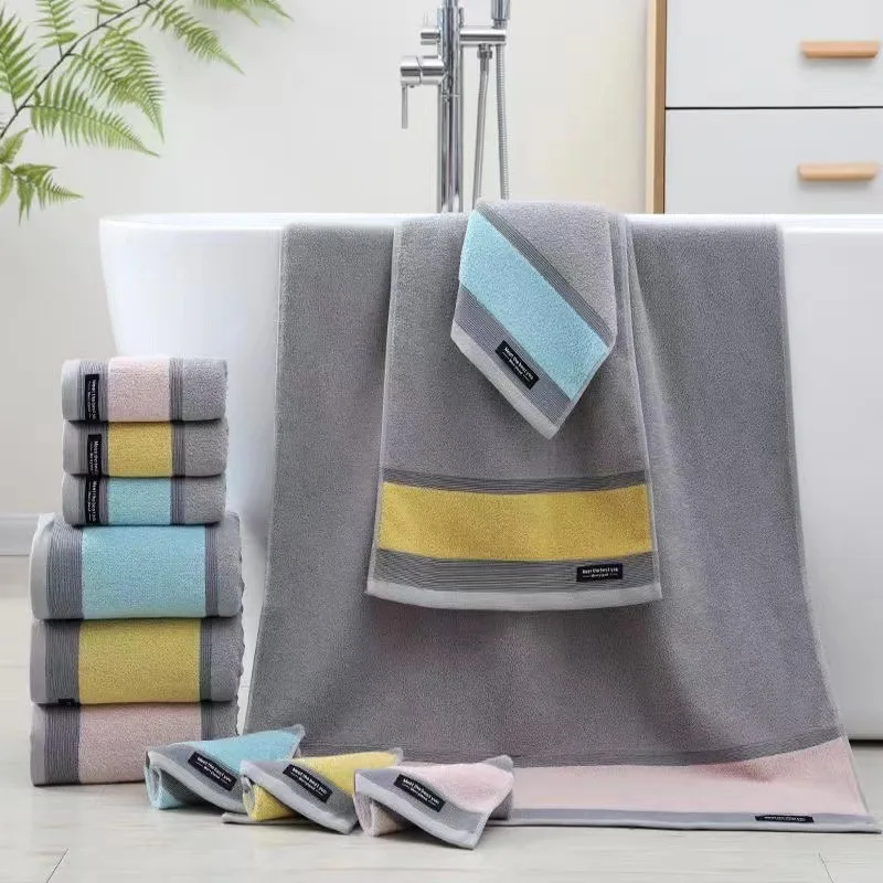 

Drop Shipping Face Towel Bath Towel Absorbent Cotton Towel Set Bathroom Hotel Travel Washable Towels 2pcs/set