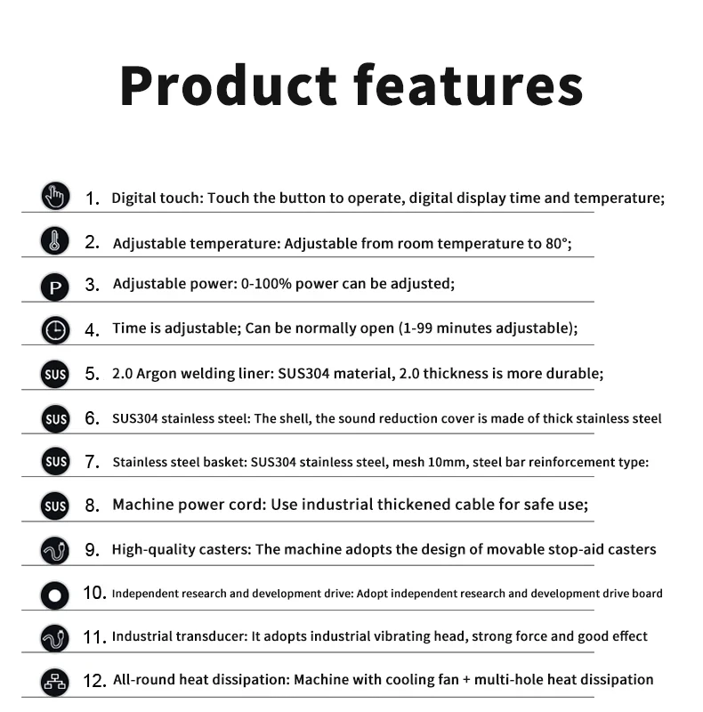 Description Picture 4 of itemGENENGUltrasonic cleaning machine industrial engine high-power hardware parts mold circuit board ultrasonic cleaner 175L 2400W