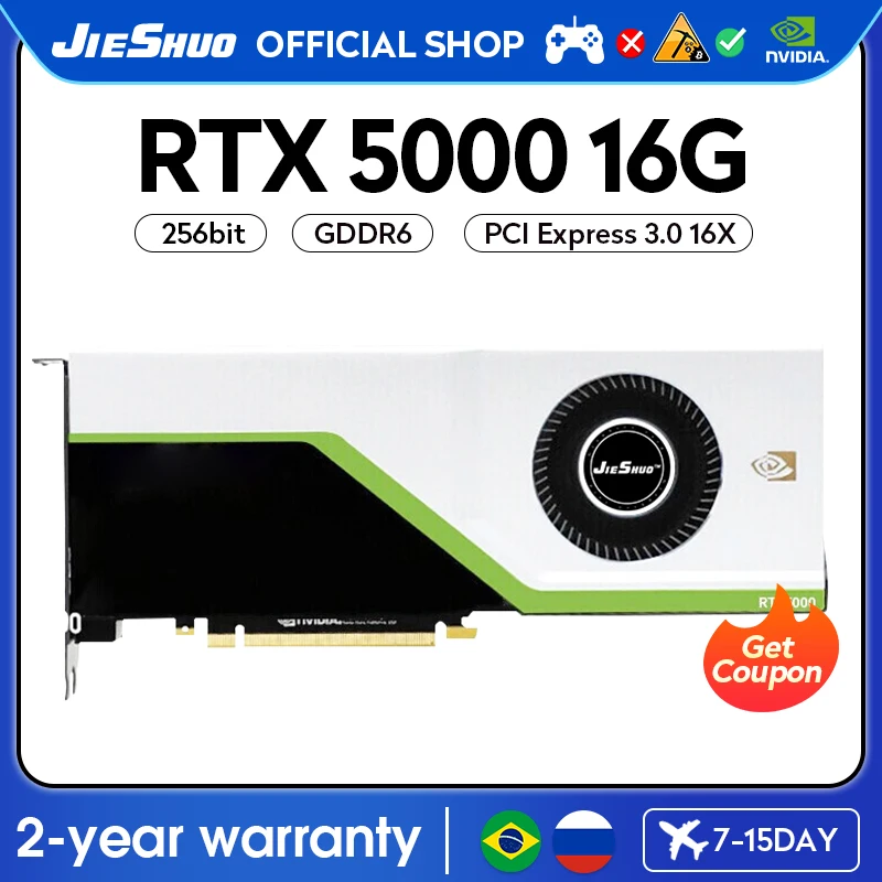 

JIESHUO NVIDIA RTX 5000 16GB Turbo Gaming для графического, центрального процессора GDDR6 256BIT PIC-E 3,0 RTX5000 16G PC Desktop Video Office KAS RVN CFX Et