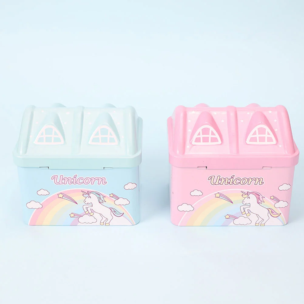Unicorn Piggy Bank for Girls Banks Kids Cartoon Present House Shape Pink Tinplate 6
