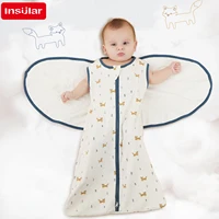 INSULAR Newborn Cocoon Swaddle Baby 2-in-1 Wrap Cloth Pure Cotton Infant Anti-startle Sacks Kids Hugging Blanket 4 Season 1
