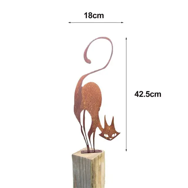 Halloween Kerti Macska Szobor Fém Alak Titokzatos Dekoráció Tartós Deformációs Ellenállás Dísz Az Udvarra - Image 6