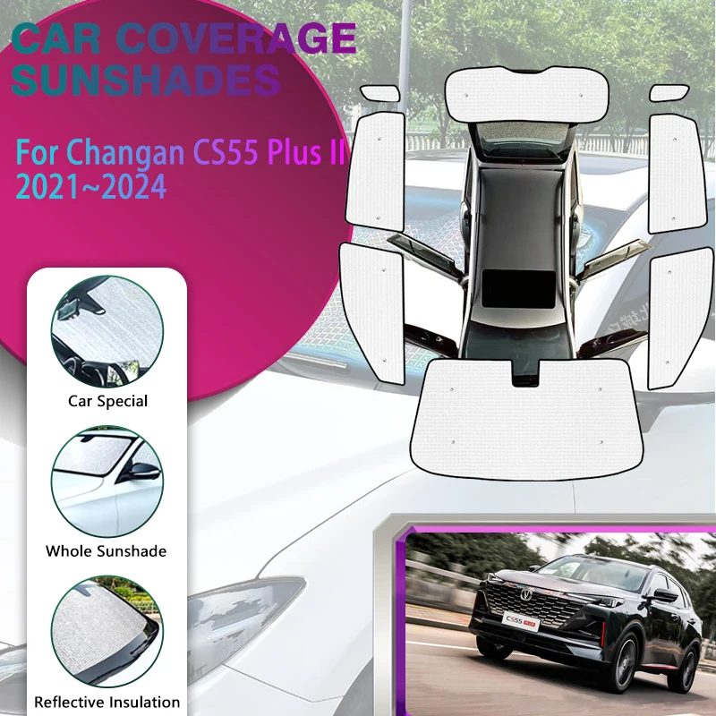 

Car Full Coverage Sunshades For Changan CS55 Plus II 2021 2022 2023 2024 Sun Proof Sunscreen Window Sunshade Covers Accessories