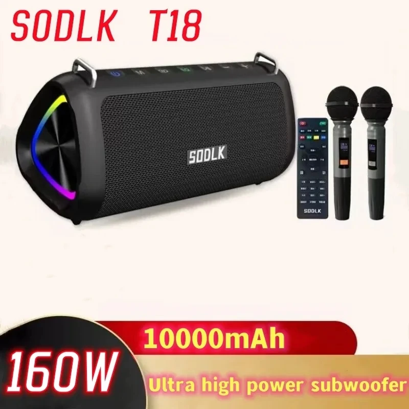 

SODLK T18 Phantom 160W High-power Outdoor Karaok Machine Portable Wireless Bluetooth Speakers 10000mAh Battery Long Battery Life