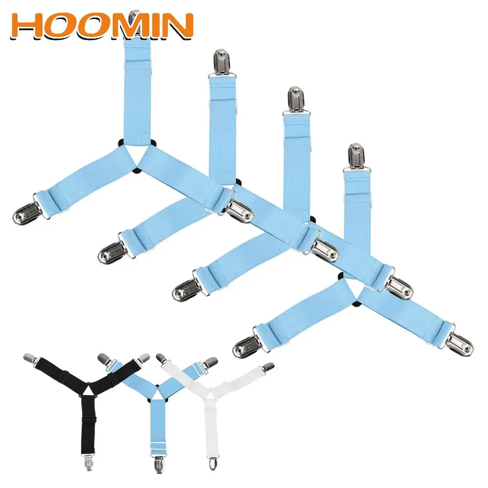 

HOOMIN Adjustable Bed Sheet Fixing Clips Mattress Duvet Blanket Fastener Straps Slip-Resistant Belt 4pcs Cover Grippers Holder