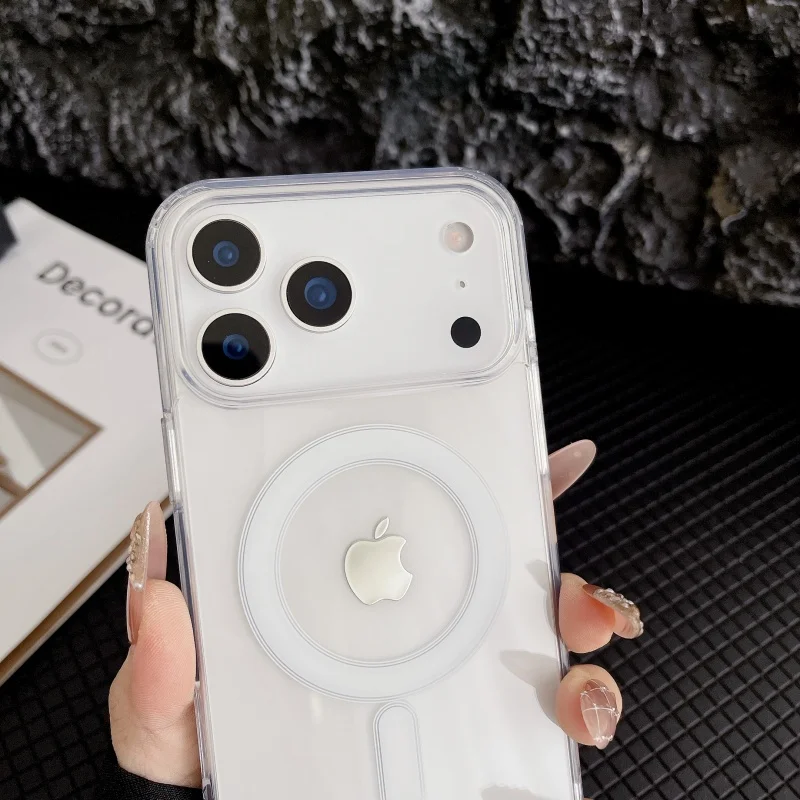 Sleek Transparent Magnetic Phone Case with Wireless Charging Support