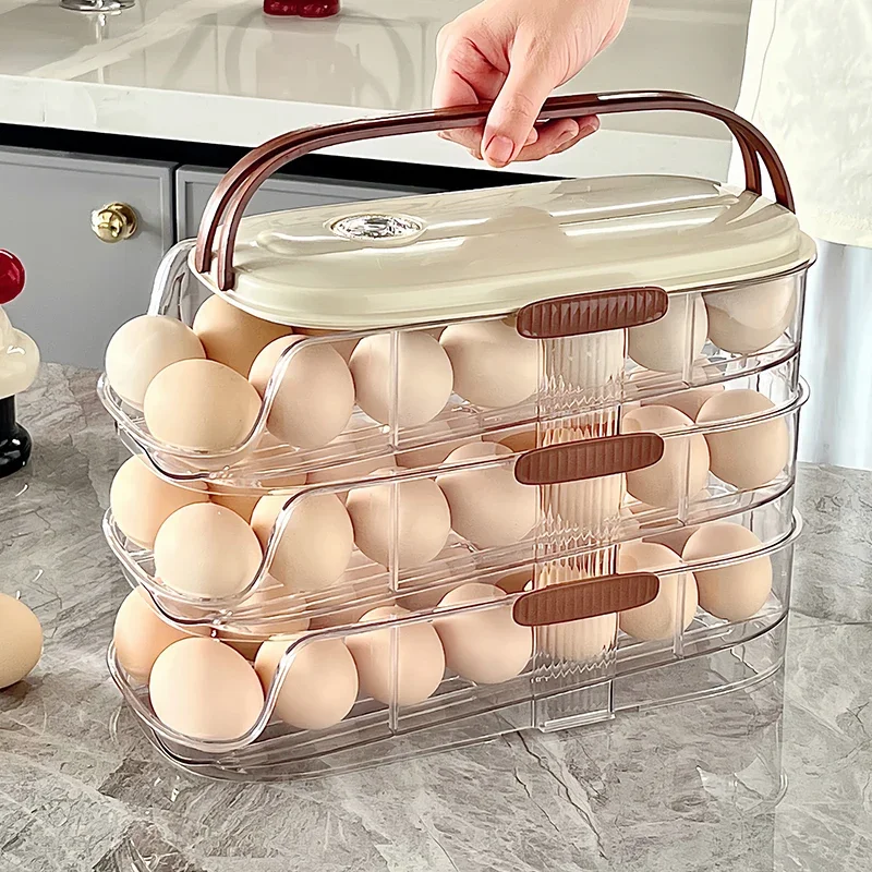 1 piece, egg storage box, automatic rolling refrigerator egg rack storage, hand-held egg refrigerator side door storagerack 6