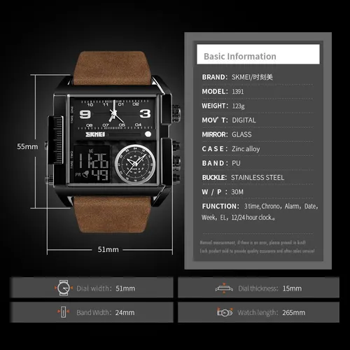 Skmei Top Brand 3 Time Sports Watches Mens Military Back Light Chrono 디지털 손목 시계 Mens 알람 날짜 시계 Reloj Hombre 6