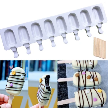 Hole food grade silicone ice cream mold ice pop cube popsicle mold with sticks