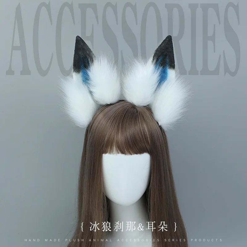 

Anime Setsuna Ears Headband Sexy Ice Wolf Ear Headdress Redo of Healer Cosplay Props JK Girl Halloween Party Headwear Hairpin