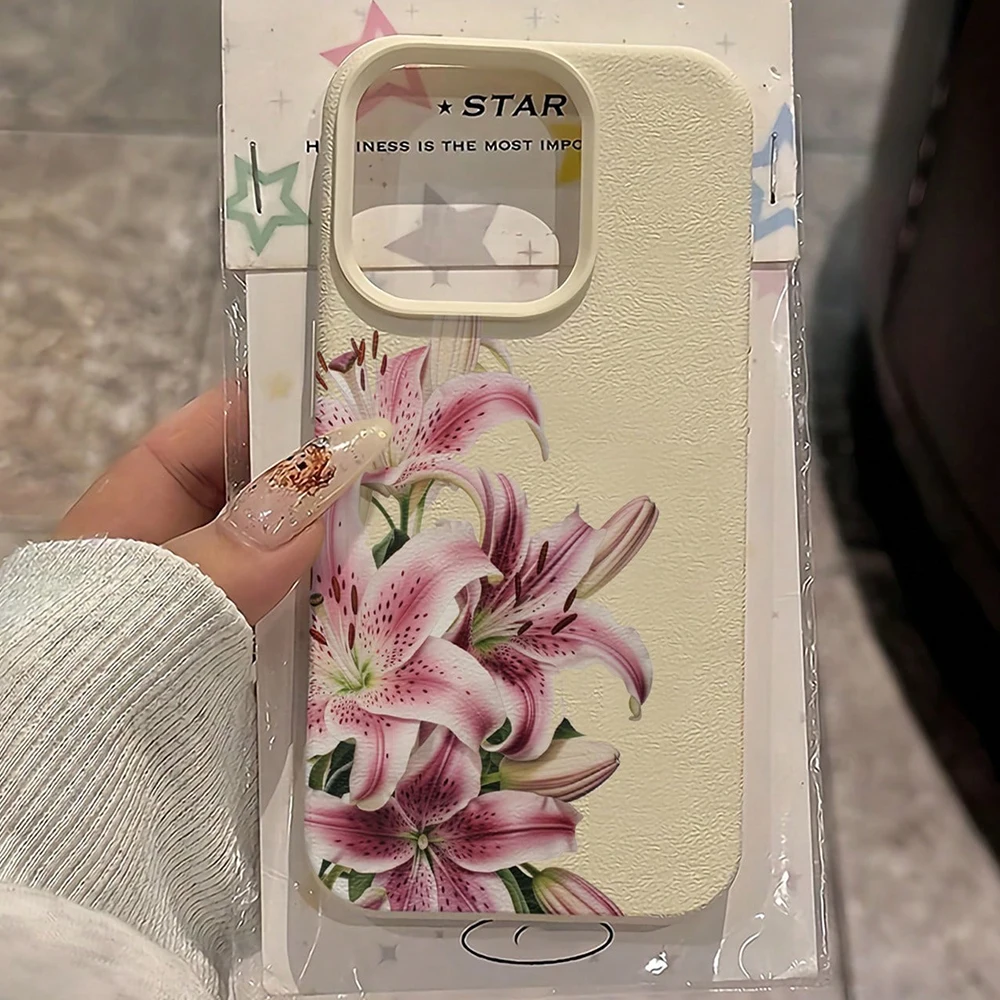 Elegant White and Blue Floral Soft Phone Case Cover