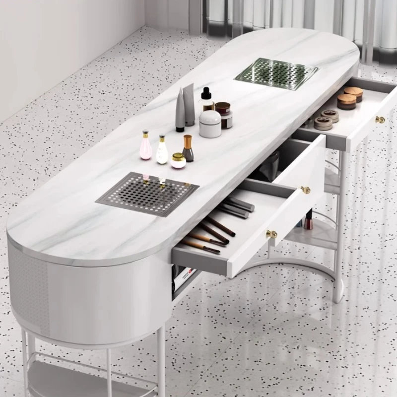 Forniture Tavolo per unghie professionale Attrezzatura per la conservazione Tavolo per unghie per reception di lusso Mobili per manicure Mesa regolabili nordici - immagine 5