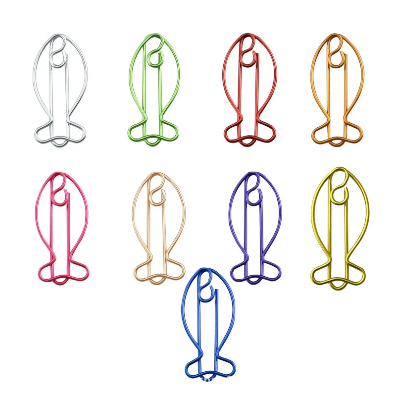 30pcs 크리 에이 티브 물고기 종이 클립 금속 장식 작은 컬러 종이 클립 동물 모양의 문서 용 학교 사무용품