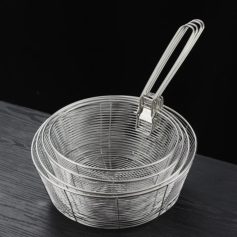 

Detachable 304 Stainless Steel Oil Filter Mesh Colander Deep Frying Basket Vegetable Noodle Drainer Large Cooking Kitchen Gadget