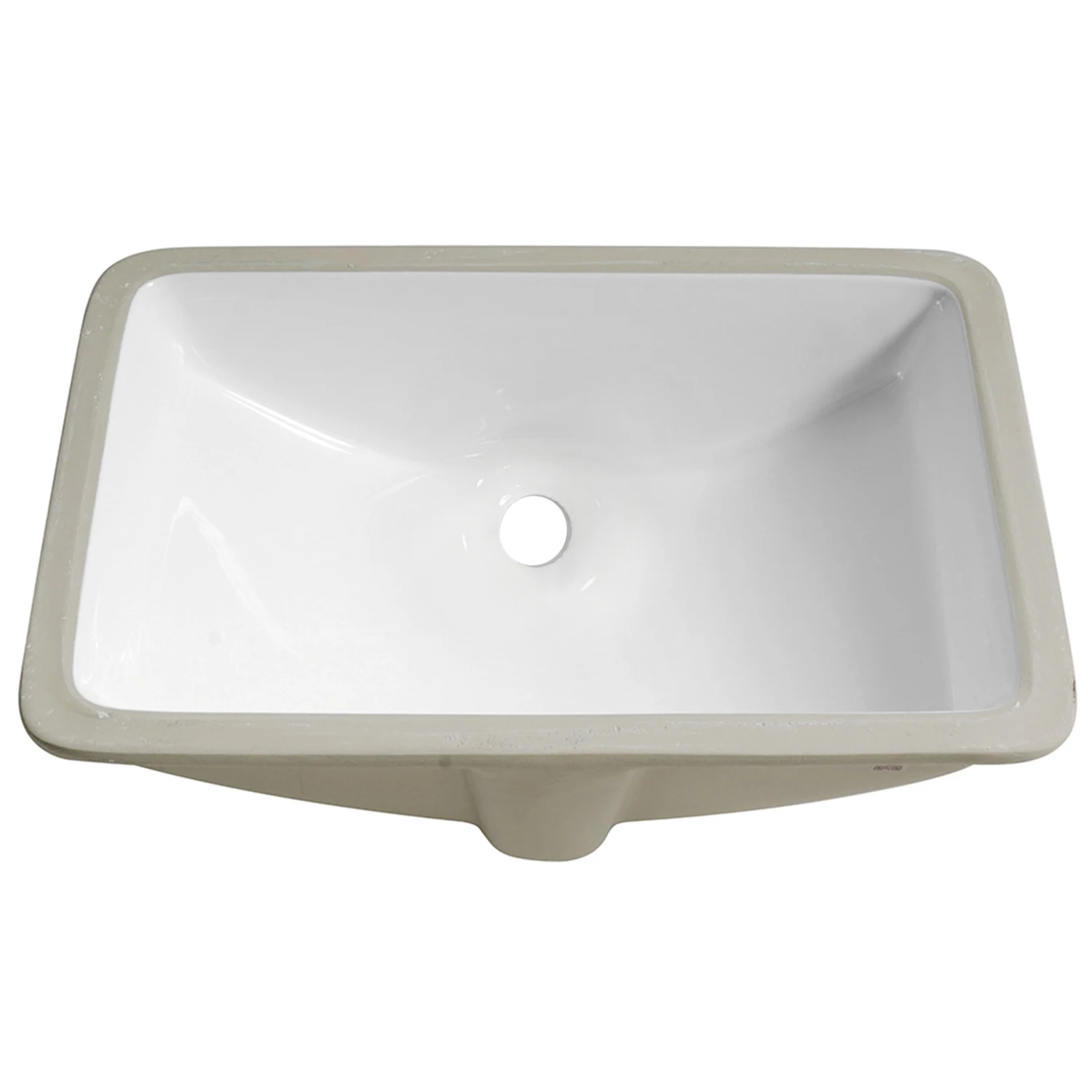 1pc Bathroom Sink Undermount - 18"x11" Modern White Rectangular Vessel Undermount Sink, Porcelain Ceramic Under Counter Lavatory 5