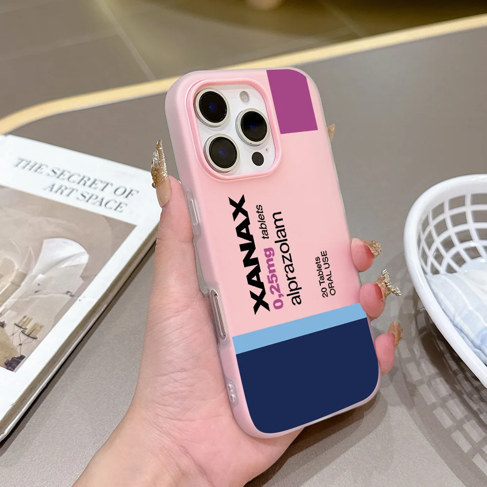 XANAX Chill Pill Shockproof Silicone Matte Candy Color Phone Case Cover