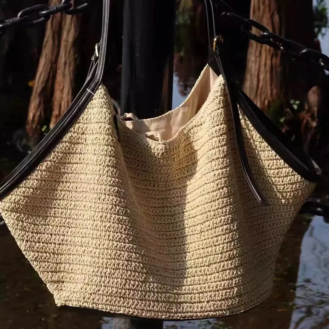 Straw Woven Tote Bags Casual Large Luxury Design Capacity Handbag Beach Shoulder Simple Women's Bag Shopping Summer bolsos