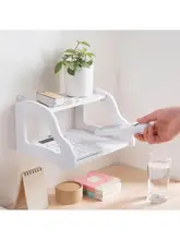  Large WiFi Storage Shelf Hollow Design Carrier Wall Hanging Organizer TV Cabinet Top Box Holder for Home Living Room 