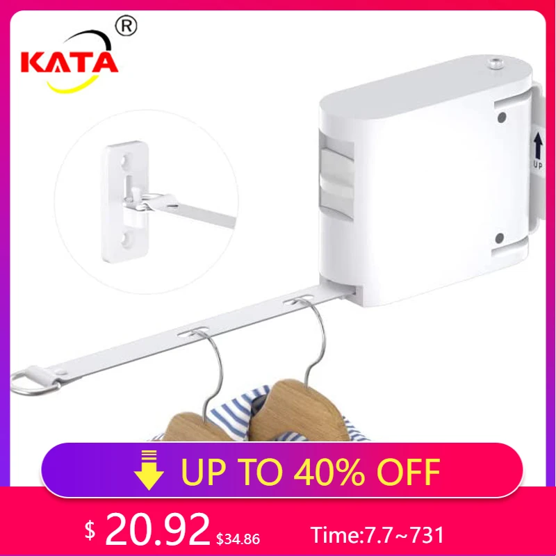 Indoor Outdoor Invisible Clothesline with Hanger Hole Retractable