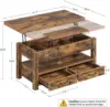Multi-Function Convertible Coffee Table with Drawers and Hidden Compartment CoffeeTableConverts to Dining Table for Living Room 3