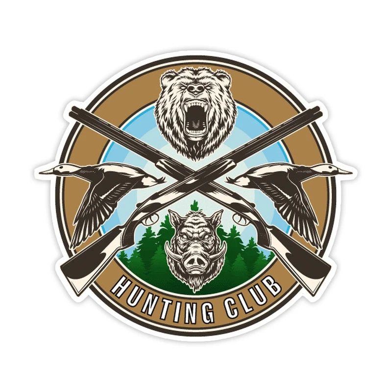 

22064# Наклейка на авто Hunting Club Охотник Car Sticker Waterproof Vinyl Decal Car Accessories Decor Decor