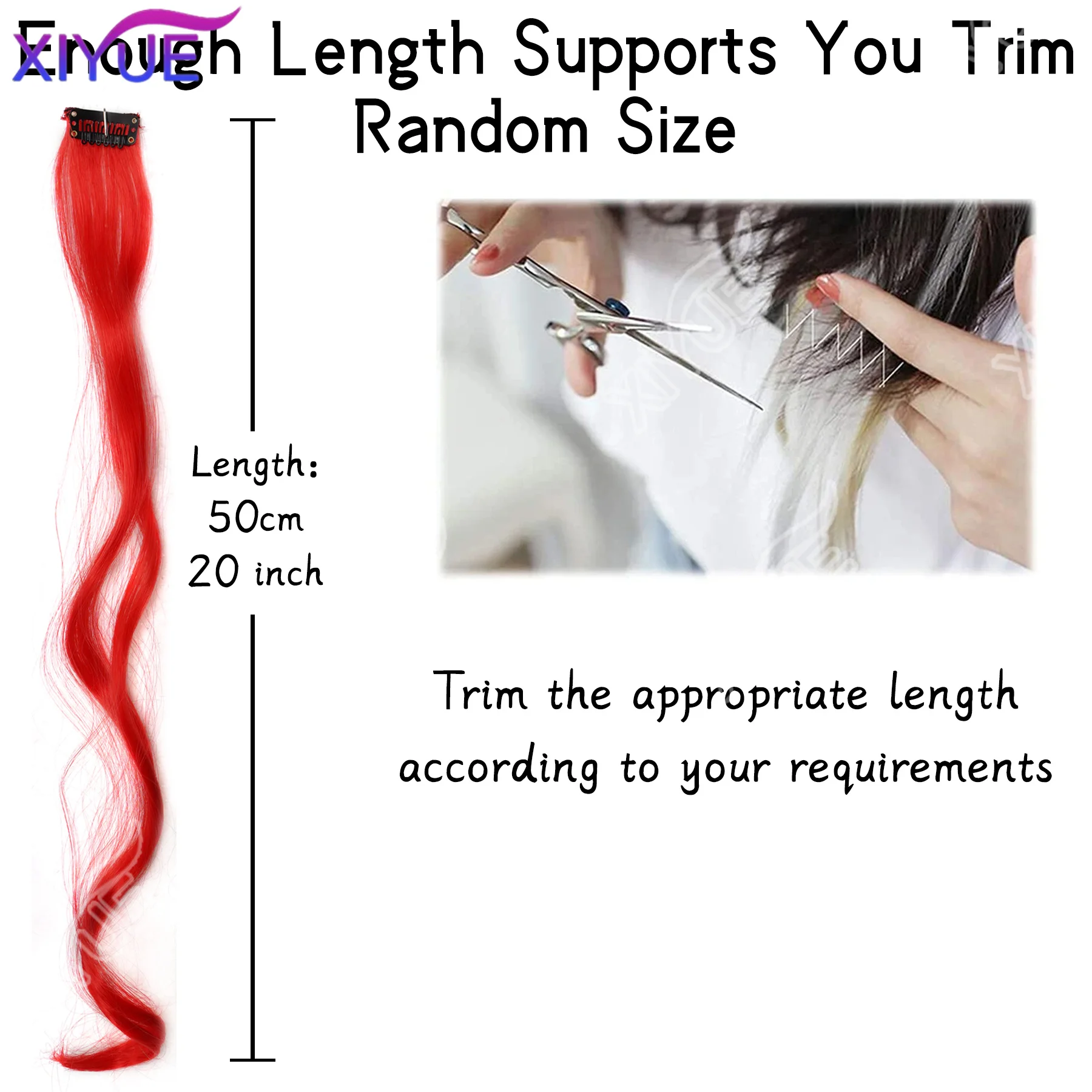 10Pcs Clip In Hair Clip In Wave Curly Hair Purple Red Wavy Hair With Clip In Hair Extension Synthetic 20inch Halloween Christmas