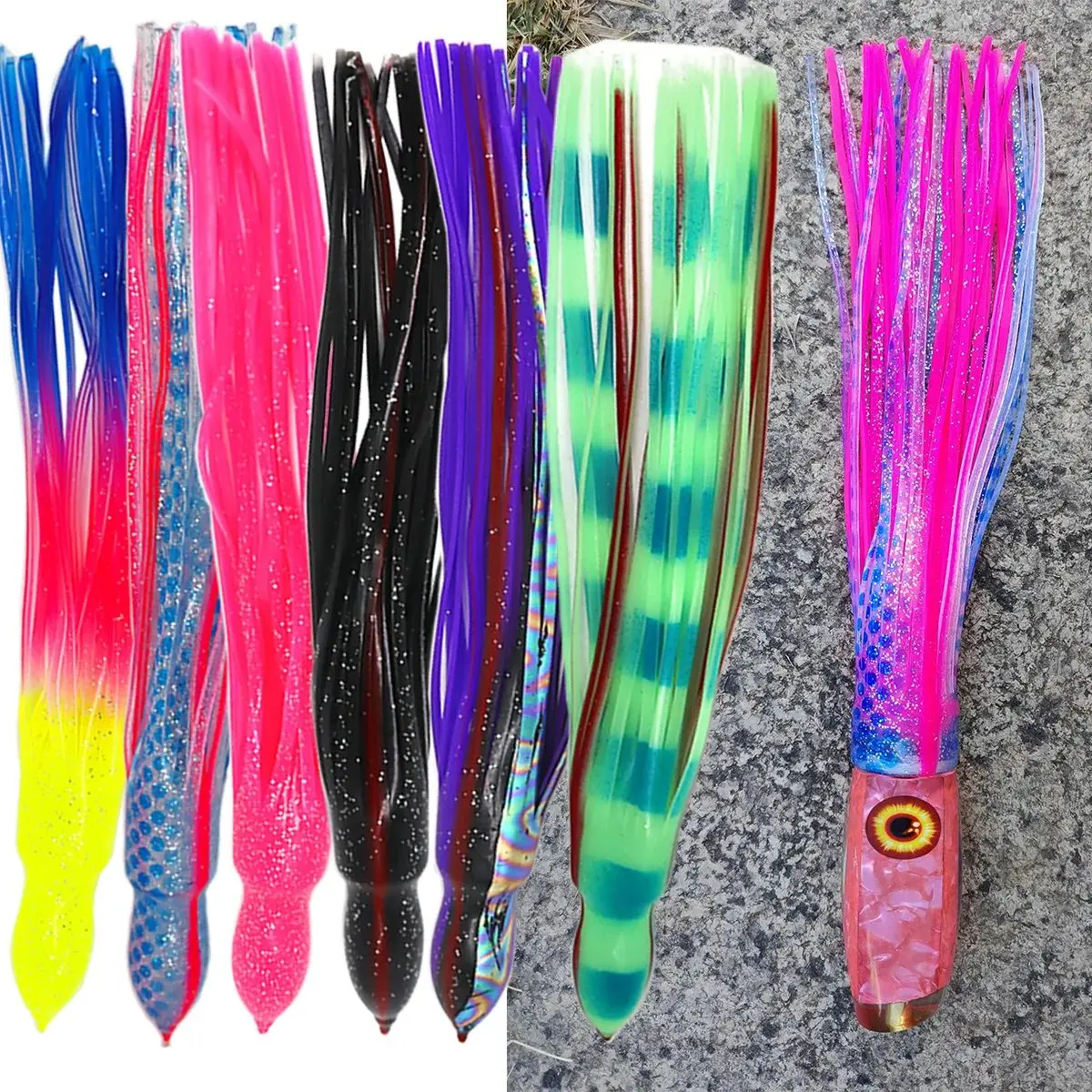 GOWAVE 10pcs 12inch Replacement Octopus Skirts Trolling Lures Skirt ...