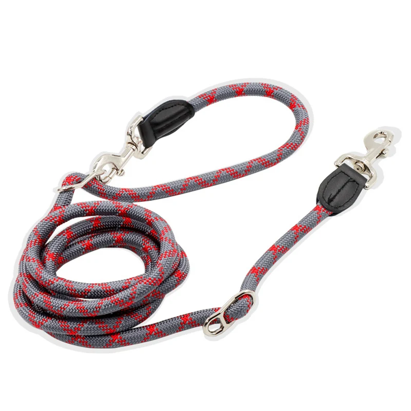 CAWAYI KENNEL Reflective Nylon Double Leashes Pet Dogs Chain Traction Rope Leads for Running Free Hands Rope Chain for Large Dog 