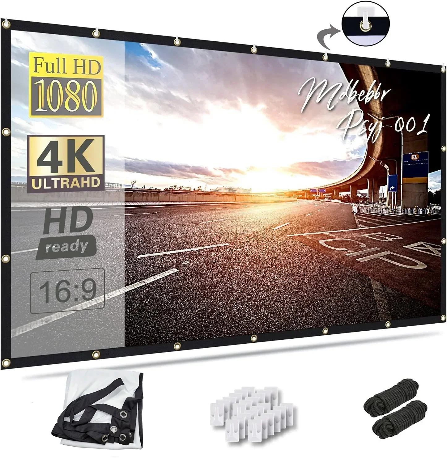 Projector Screen 16:9 Foldable Wrinkle Free Home Theater Outdoor Double Sided