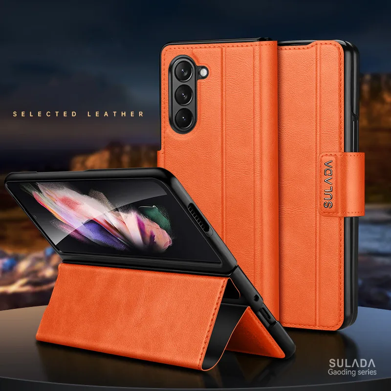 

Полноразмерный защитный чехол-кошелек для samsung Galaxy z fold 5 5G Fold5, Кожаный противоударный чехол