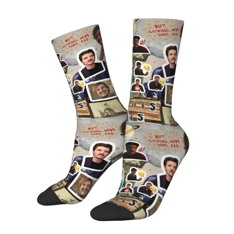 

Pedro Pascal Photo Collage Men Women Crew Socks Unisex Novelty 3D Print Novelty Street Style Socks