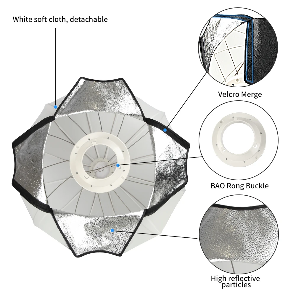 Bowens Mount Softbox 65cm Globe Lantern Softbox Diffuser Ring Soft Light Modifier Film-Making Video Shoot Flash