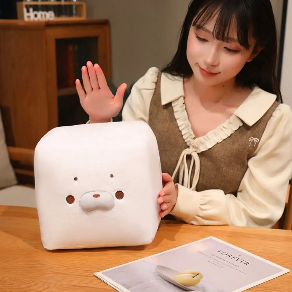 귀여운 물개 표정 플러시 인형 장난감 사각형 부드러운 두부 모양 쿠션 두부 모양 가방 참 장식품 집 꾸미기