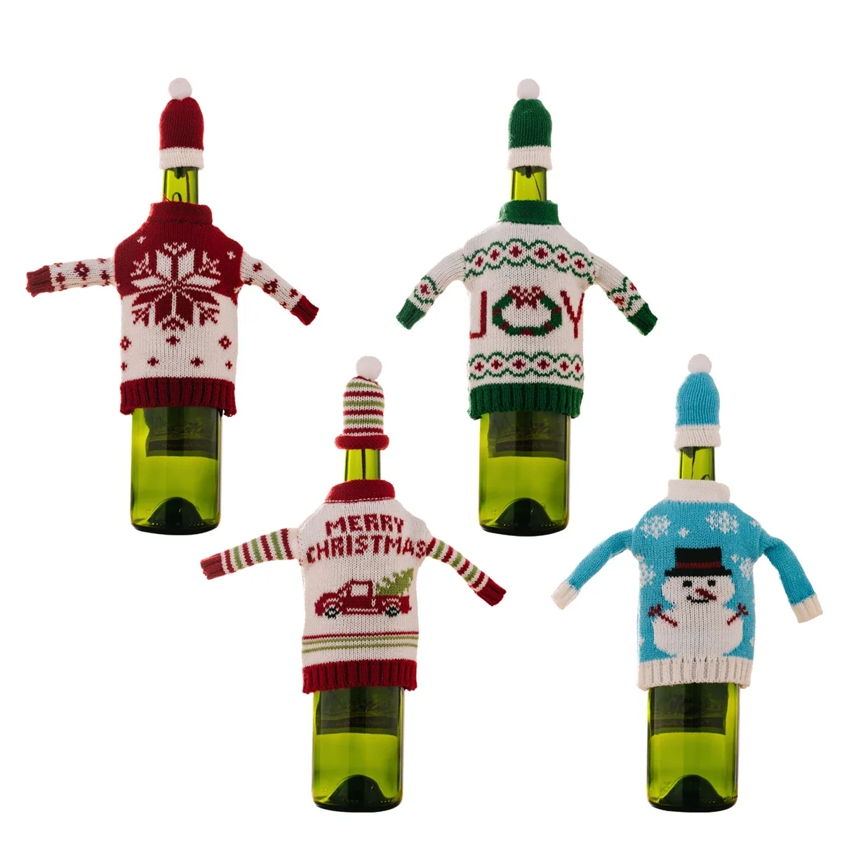 Christmas Knitted Wine Bottle Cover Creative Cartoon Sweater Snowman Red Wine Cover Holiday Gift