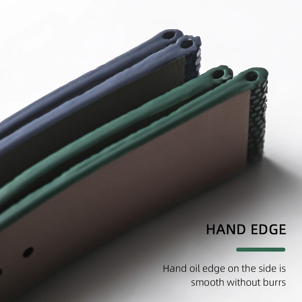 Luxurious Handmade Pearl Fish Leather Watchband - High-End Vintage Bracelet in Black, Blue, and Green Genuine Leather