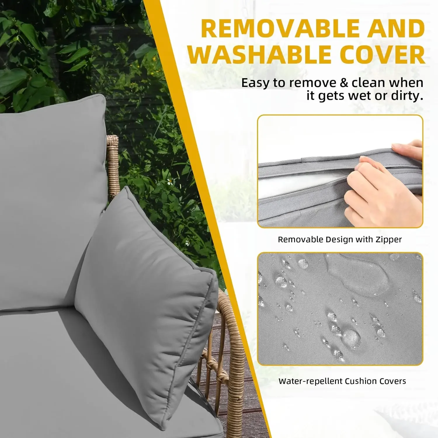 NEW-4-Piece Outdoor Sectional Sofa Set, All-Weather Wicker L-Shaped 5-Seater Patio Furniture with Removable Cushions & Side Tabl