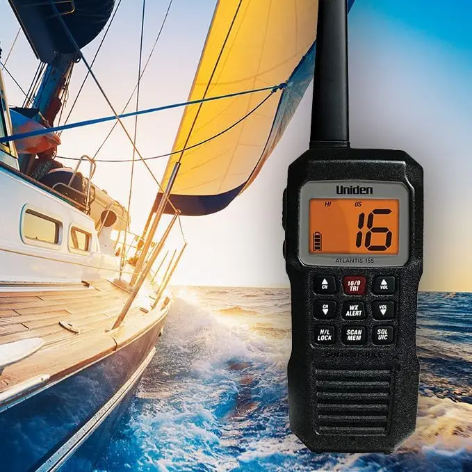 155 Handheld Two-Way VHF Marine Radio, Floating IPX8 Submersible Waterproof, Dual-Color Screen, All USA/Internat