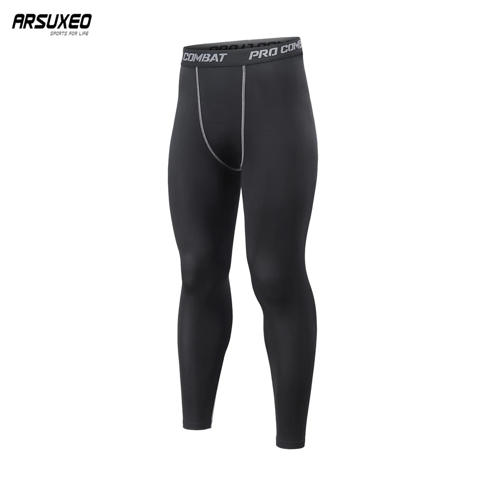 ARSUXEO Men Sports Running Tights Gym Fitness Compression Pants Workout Training Leggings Cycling Base Trousers Jogging Tights