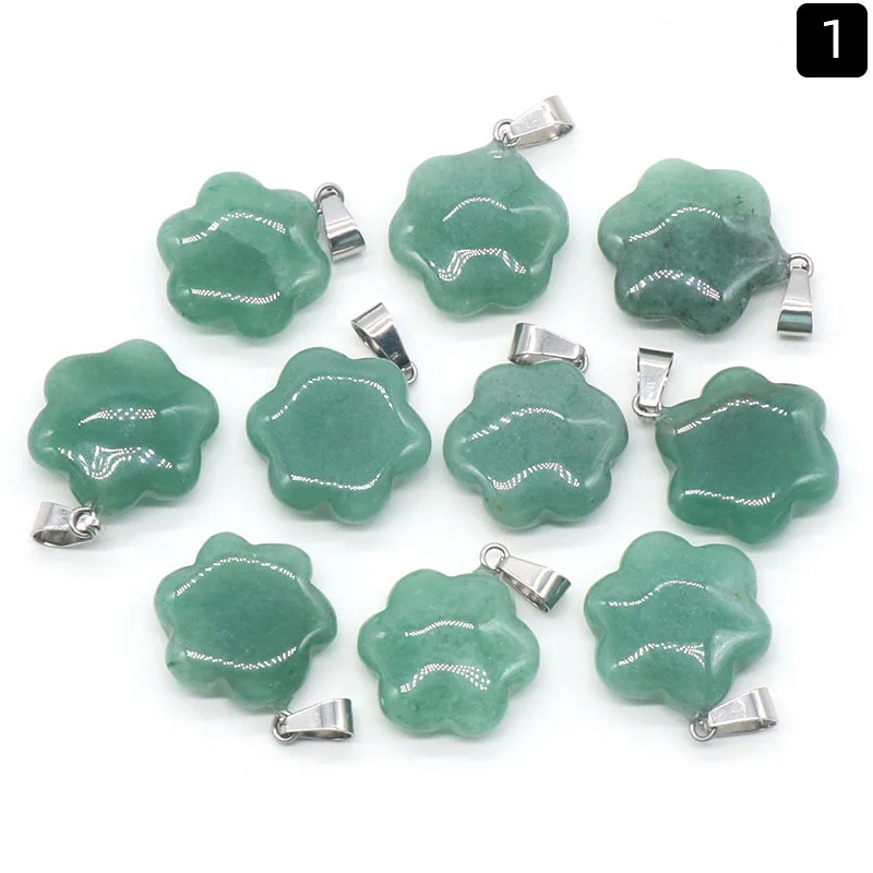 Natural Stone Opal Rose Quartz Tiger's Eye Crystal  Flower Pendants Charms for Diy Keyring Necklace Jewelry Making