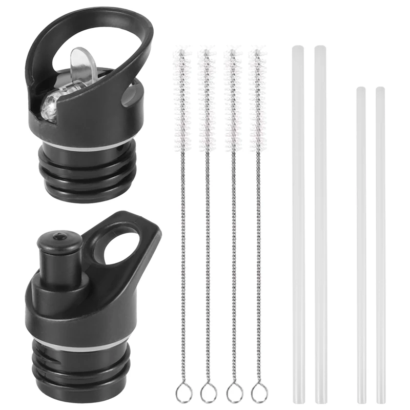 

AD-Sports Water Bottle Straw Lid, 12 Oz, 18 Oz, 21 Oz, 24 Oz Leak Proof Straw Cap, Flip Cap, 4 Straw,4 Cleaning Brushes