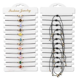 Colorful Natural Stone Adjustable Rope Bracelets - Handmade Bohemian Set with Cards (12 Pieces) - 12Pcs (5.Rondelle Beads)