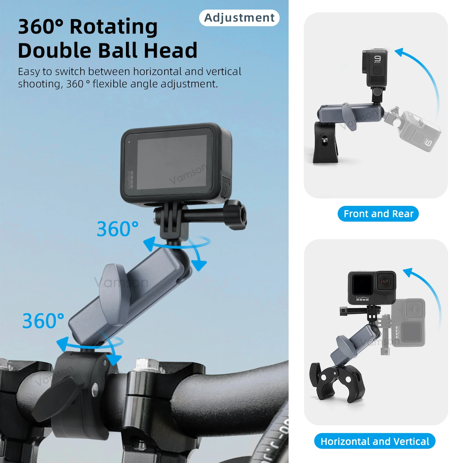 Vamson-suporte de Celular para Motocicleta e Iphone Suporte Gps Acessórios para Gopro 11 Insta 360 x3 Dji Drift Sjcam Eken - Image 6