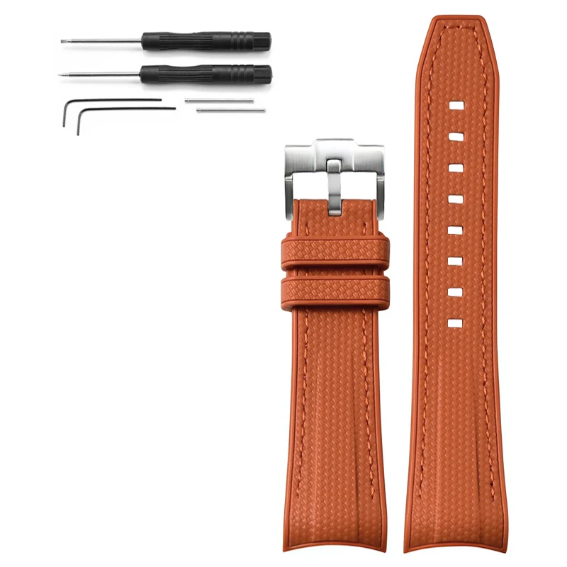 Curved End Silicone Waterproof Watch Band Strap, 22mm
