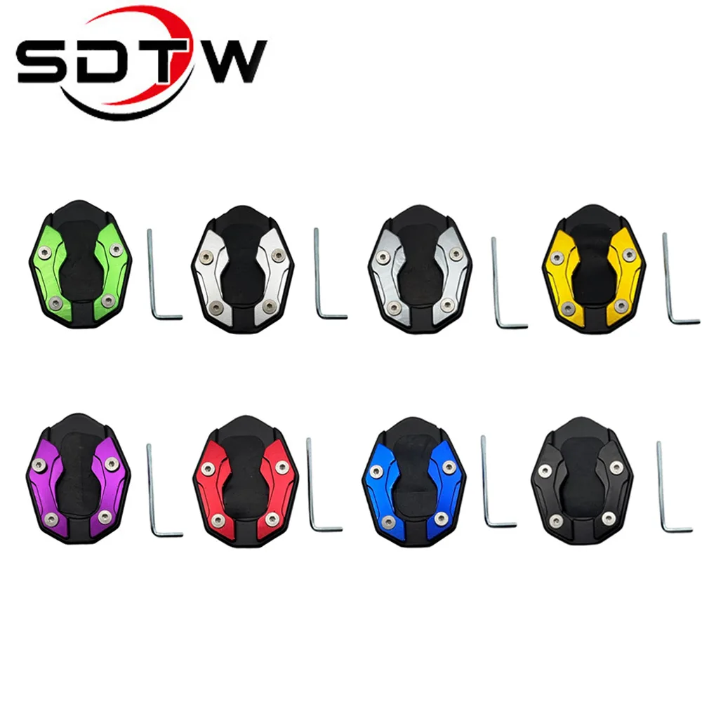 SDTW Motorcycle Side Stand Cover Aluminum Alloy Motorcycle Stands Pad Universal Bicycle Foot Extension Kickstand Accessories