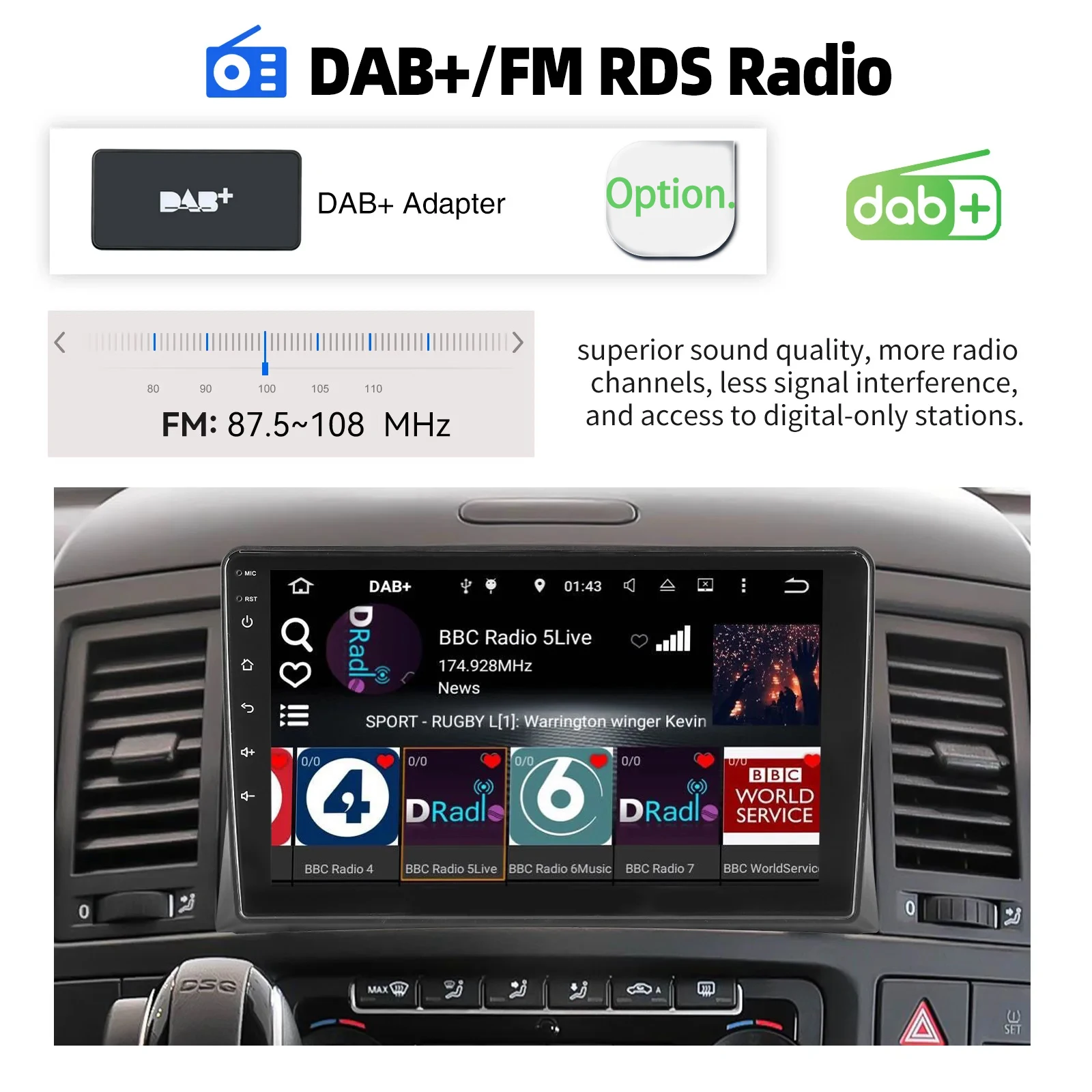ESSGOO Android 15 Autoradio 9" IPS Touchscreen GPS Navigation für VW T5 Multivan 2010-2015 Lenkradsteuerung Bluetooth FM WIFI RDS USB Mirror Link Wireless CarPlay Android Auto Multimedia-Videoplayer – Detail 15
