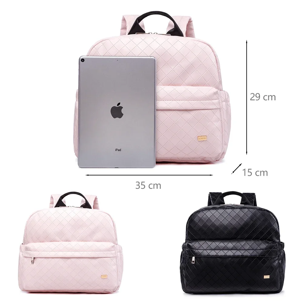 Soboba Waterproof Plaid Pink Diaper Backpack for Moms with Large Capacity and Well-Organized Space Nappy Changing Bag 2
