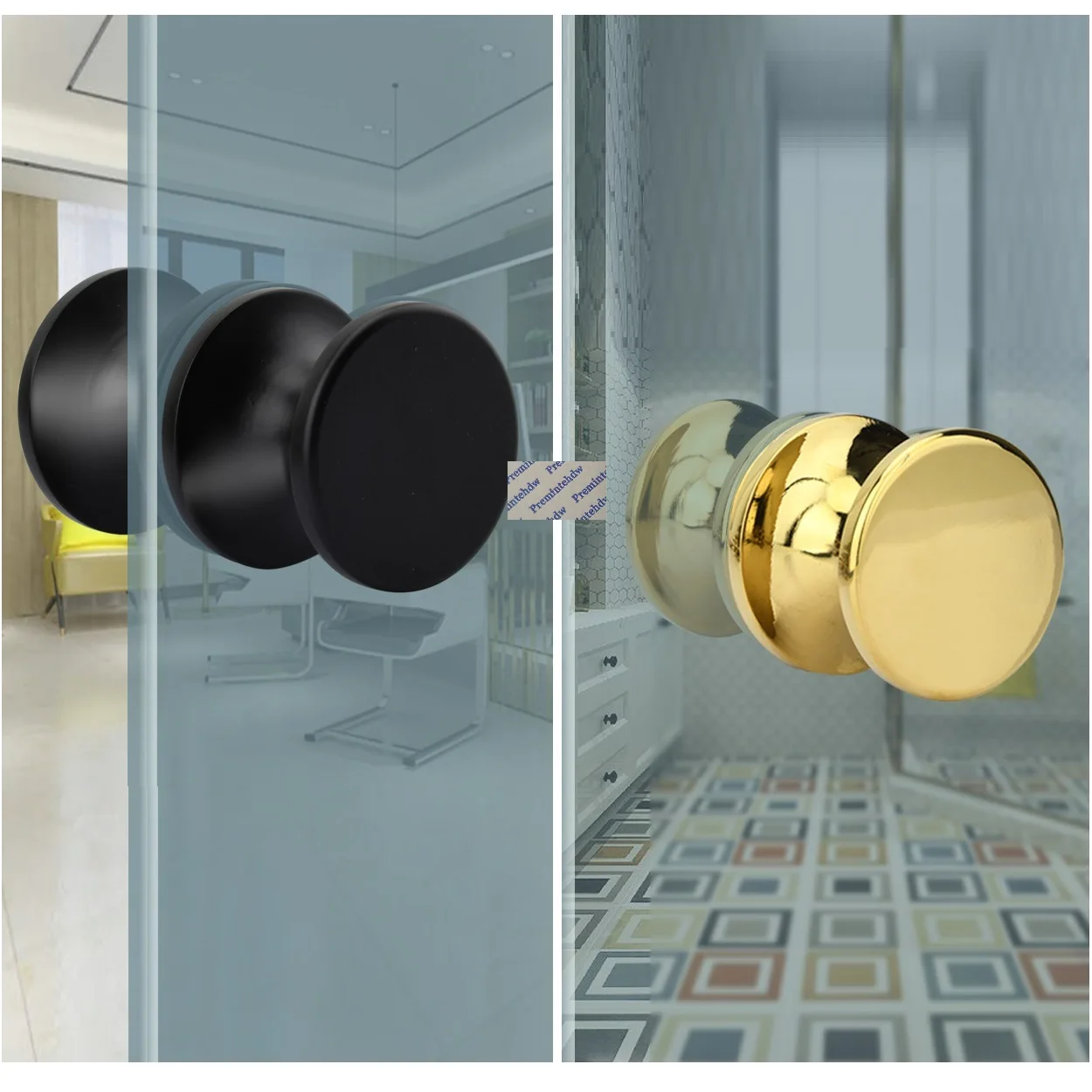 1Piece Solid Aluminum Hourglass Shape Glass Back-To-Back Door Knob For Shower Enclosure Cubicle